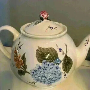 Vintage Garden by Princess House large teapot  and 3 matching cups🌸💐🌺